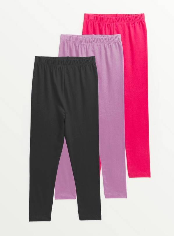 Pink Plain Leggings 3 Pack  3 years